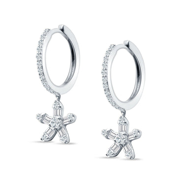 Dangle Floral Hoop Earrings Cubic Zirconia 925 Sterling Silver Wholesale